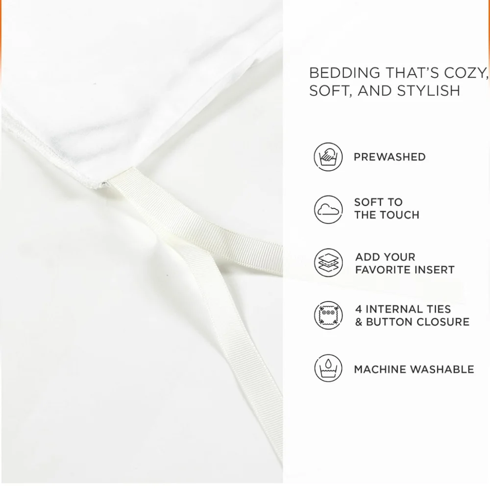 Lush Decor Hampton Embroidered Edge Cotton 3 Piece Duvet Cover Set King B&W - Picture 2 of 11